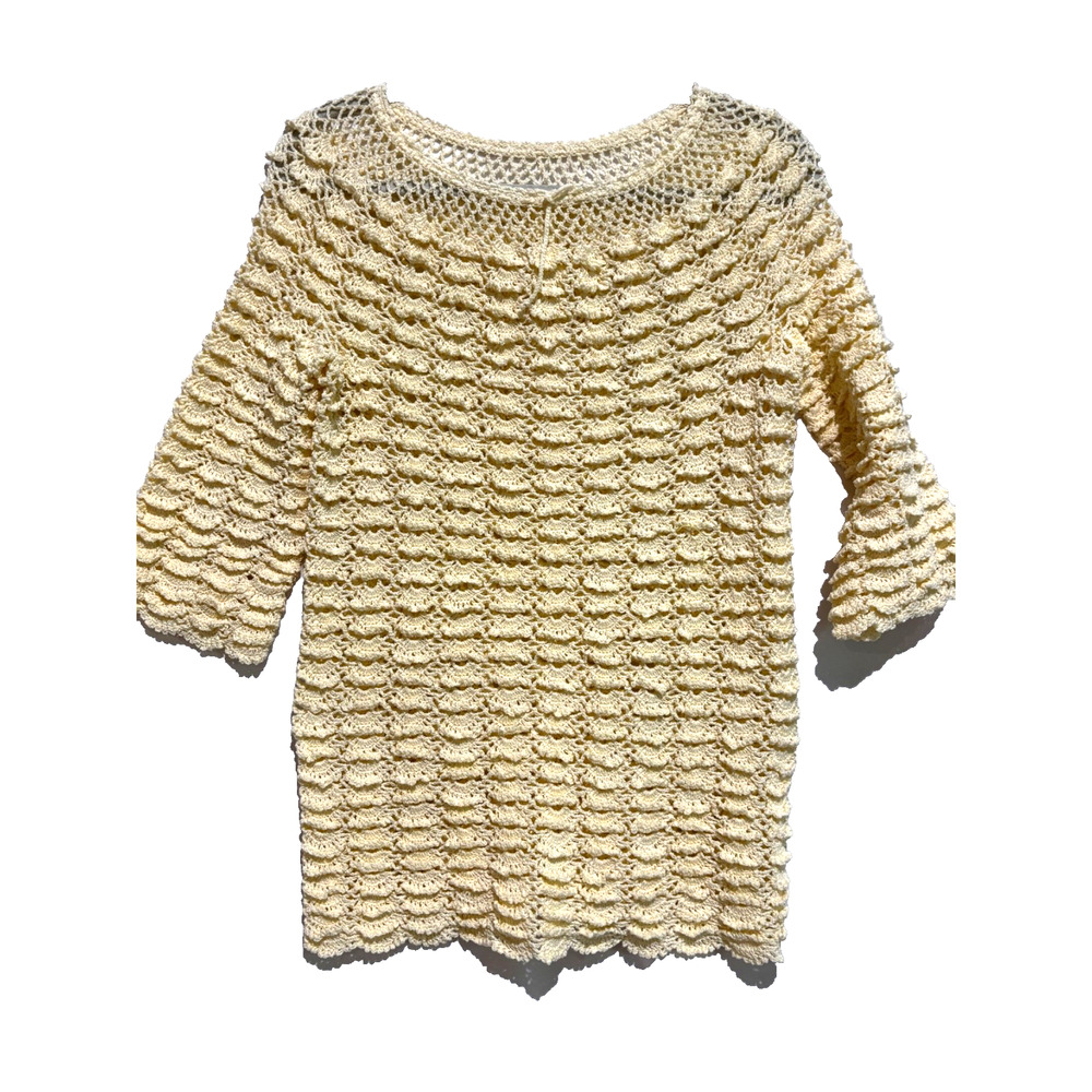 Women’s Crochet bubble Knit Sweater sz S Boho Cottagecore Funky Boho‎ Glam Chic